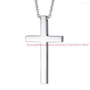 Hangende kettingen charmante coole unisex's mannen zilveren polijstkleur kies 316L roestvrij staal 42 24 mm kruis ketting ketting groothandel