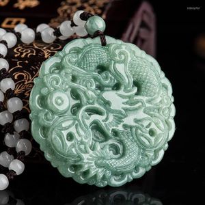 Hangende kettingen charmante natuurlijke handgemaakte handcarve jade Chinese Zodiac Dragon Brand ketting mode sieraden menwomen luckgifts