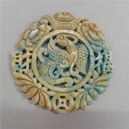 Pendentif Colliers Charms Chinois Antique Sculpture en pierre jaune Sculpture Modèle d'art pour collier DIY Artisanat Bijoux Décoration de la maison