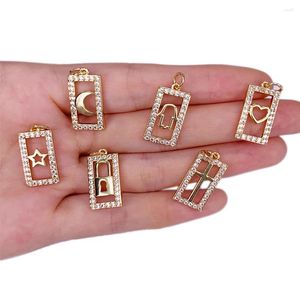 Collares colgantes Encantos fatima hamsa Hand Heart Lock Stars Moon Cross Rectangle Hollow Out Cz Amulet Accesorios para joyas