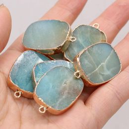 Hangende kettingen Charms Natural Blue Amazonites vierkante vorm Agates Stone voor het maken van doe -het -zelf sieraden kettingarmbanden 20x30mm