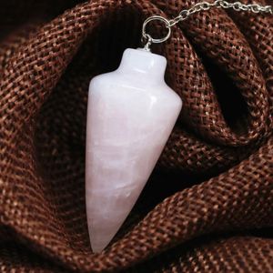 Colliers de pendentif charms Natural Rose Crystal Stone Waterdrop Pyramid Reiki Pendule guérison Chakra Amulet Bijoux européen B1840 Pense