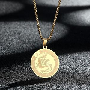 Hanger Kettingen CHENGXU Waterman Charm Ketting Voor Mannen Vrouwen Rvs Sterrenbeeld Sieraden Astrologie Ketting Verjaardagscadeau