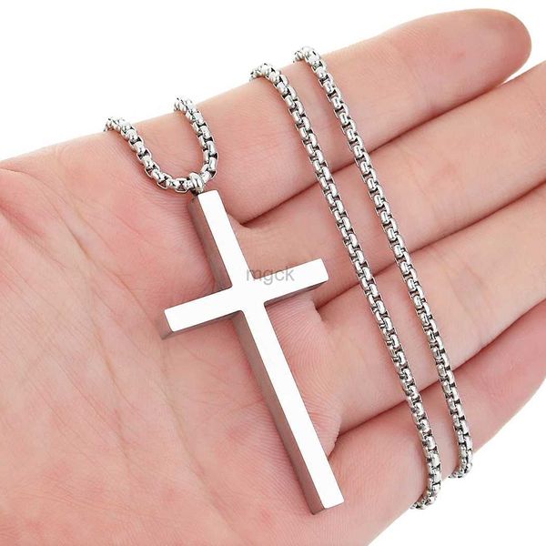 Pendentifs de collier CHENGXUN chrétien jésus grande croix en forme de pendentif collier pour femmes hommes en acier inoxydable amulette breloque chaîne tour de cou bijoux cadeau 240330
