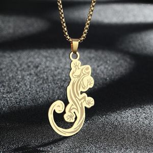 Hangende kettingen Chengxun Dragon Lizard ketting voor vrouwelijke mannen roestvrij staal diergecko charme keten choker talisman sieraden cadeau