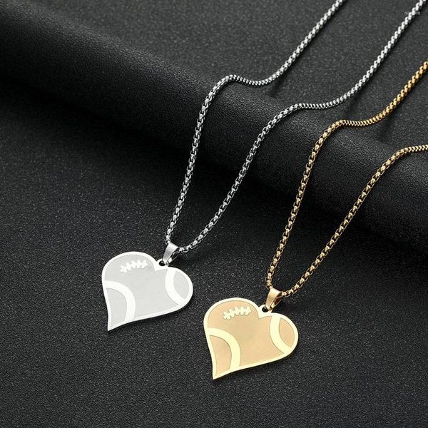 Collares pendientes CHENGXUN chapado en oro corazón fútbol collar para hombres mujeres Acero inoxidable amor encanto caja cadena pareja joyería regalo