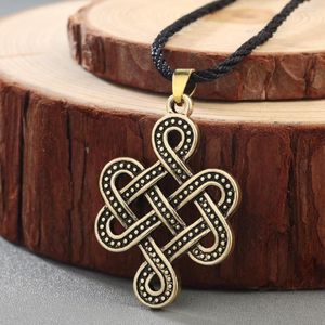 Colliers pendentifs CHENGXUN irlandais Vintage collier celtique éternité noeud infini bijoux en Rune païen nordique Viking amulette slave