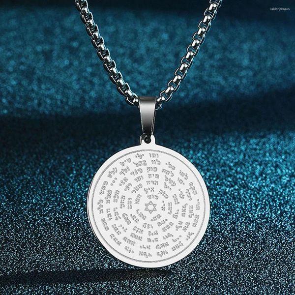 Colliers pendants Collier de Moses Moses Collier en acier inoxydable 72 Noms du dieu Retro Round Round Amulet Talisman Protection Bijoux