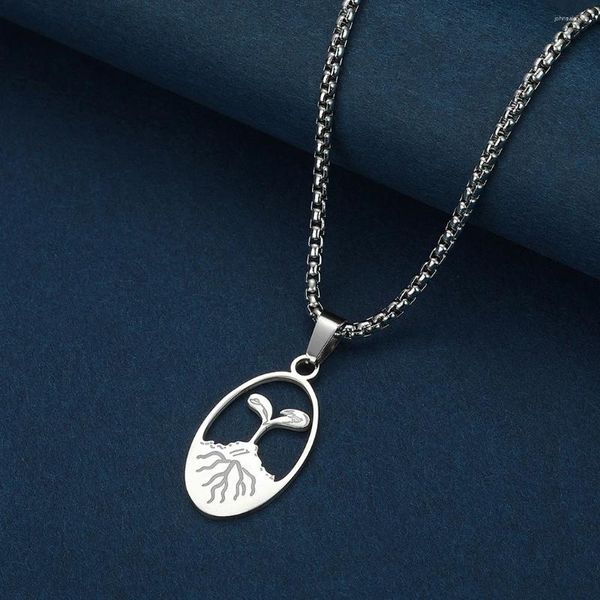 Pendentif Colliers Chengxun Acier inoxydable Tiny Sprout Collier pour hommes Femmes Mignon Baby Feuille Bijoux Raccoon Charm Chain Plant Lover Cadeau