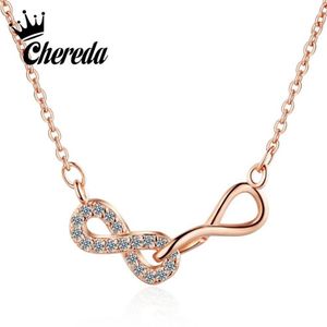 Hanger Kettingen Chereda Briljante Kubieke Zirkoon Infinity Ketting Ketting Choker Femme Rose Gouden Kragen Vrouwen Minnaar Mode Jewelr274W