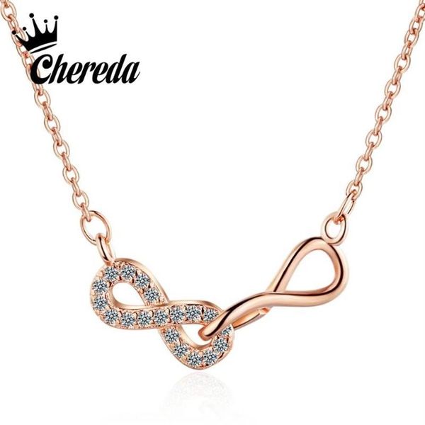 Pendentif Colliers Chereda Brillant Cubique Zircon Infinity Collier Chaîne Ras Du Cou Femme Rose Or Colliers Femmes Amant Mode Jewelr249e