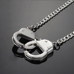 Pendentif Colliers Chian Menottes Collier Hommes En Acier Inoxydable Long Cadeaux Pour Hommes Accessoires Personnalité Hip Hop Rock En Gros