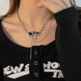 Pendentif Colliers Chic Nuages Noirs W / Brillant Zircon Conception En Acier Inoxydable Collier Clavicule Chandail Chaîne Accessoires Pour Fille Femmes