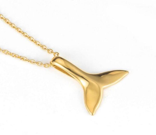 Collares colgantes Declaración de cola de pescado con chorro elegante de oro para mujeres Collar de colas de animales de acero inoxidable accesorios de joyería13205121