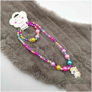 Pendentif Colliers Bijoux pour enfants Collier Couleur Bracelet Ensemble Filles Habiller Accessoires Drop Livraison Pendentifs DH6LE