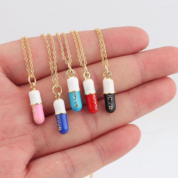 Pendentif Colliers Collier Chill pour femmes Bijoux créatifs drôles Rose Rouge Bleu Vert Émail