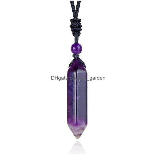 Collares colgantes Collar hexagonal de cristal natural antiguo chino con regalo de graduación de chakra para amigos y amantes Drop Dhgarden Dh9Mh