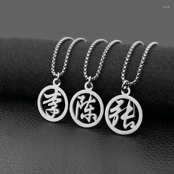 Naszyjniki z wisiorkami Nazwa chińskiego znaku Naszyjnik Choker Ze stali nierdzewnej Dla kobiet Mężczyzna Biżuteria Prezent dla par
