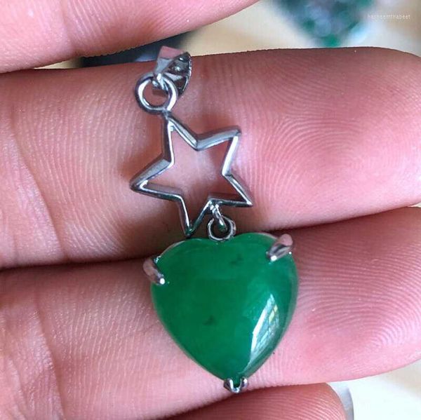 Pendentif Colliers CHINOIS VERT JADE AMOUR COEUR COLLIER BIJOUX FEMMES FILLES FÊTE PO