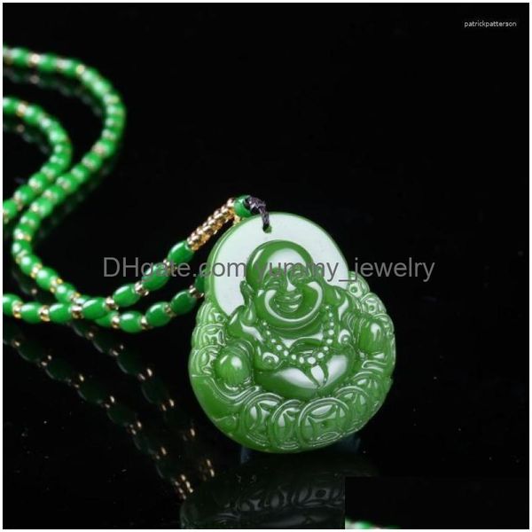 Collares colgantes Chino Verde Jade Dinero Buda Collar Charm Joyería Accesorios de moda Tallado a mano Hombre Mujer Suerte Amet Drop D DHHXJ