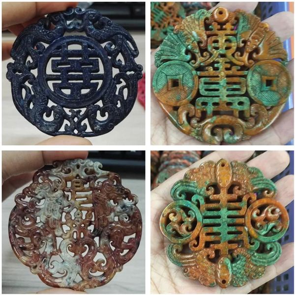 Pendentif Colliers Chinois Vieux Ancien Vintage Modèle Nature Jade Sculpté À La Main Collier En Pierre Bricolage Pour Les Femmes Fine Bijoux Quotidiens Cadeau 231208