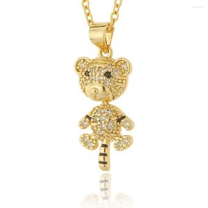 Pendentif Colliers Année chinoise du tigre Zodiac Collier Cartoon Light Design de luxe Diamant Bijoux polyvalents Cadeau de fiançailles