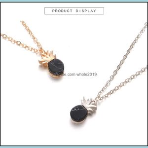 Colliers pendents Collier couloir Sier Gold Chain Spring Fruit Pineapple Noir blanc Turquoise Drop Livraison Jewelry Pendants Dhleu