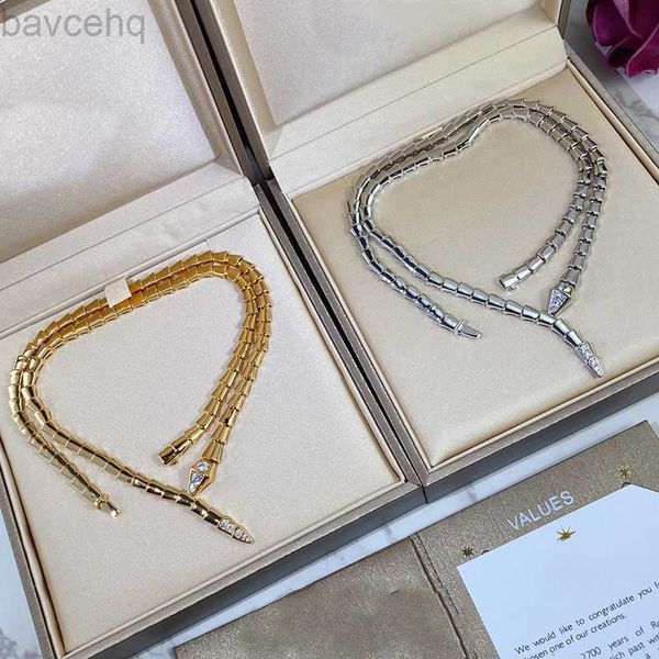 Collares colgantes Gargantilla Nuevo 2022 Top Brand Pure 925 Joyería de plata esterlina Mujeres Rose Gold Snake Diamond Colgante Collar Encantador Fina Calidad de lujo 240302