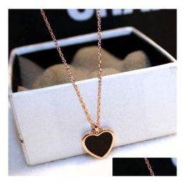 Collares colgantes Choucong Marca Corazón Joyería de moda simple 925 Sier Rose Gold Fill Black Cz Diamond Party Mujeres Boda Clavícula DHQYX