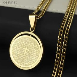 Pendentifs de collier Chrétien Bible seigneurs prière croix pendentif collier acier inoxydable espagnol colliers bijoux religieux cordao masculino N2070L242313