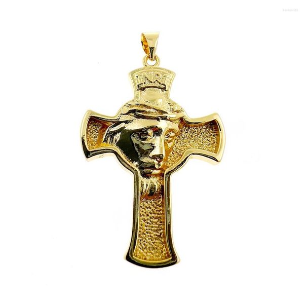 Pendentif Colliers Christian Jésus Croix Classique Collier Cuivre Plaqué Or Religion Amulette Hommes Bijoux Accessoires Prière Baptême Cadeau