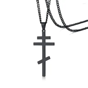 Pendentif Colliers Christian Russe Orthodoxe Croix Collier Prière Grande Couleur Noire INRI Crucifix Hommes