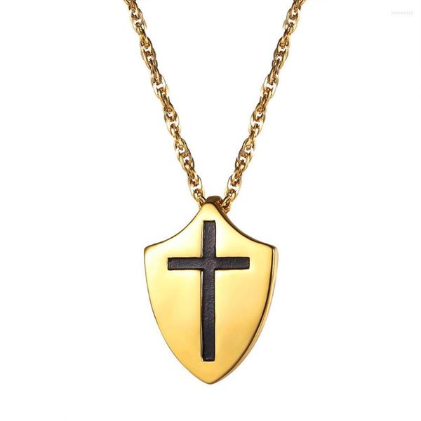 Pendentif Colliers Cadeau De Noël Joshua Shield Of Faith / Ephesians / Isaiah Collier En Acier Inoxydable Croix Amulette Bijoux Pour Hommes Femmes CP494