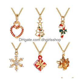 Pendentif Colliers Cadeau de Noël Collier en forme de coeur flocon de neige goutte d'huile fête décorer accessoires de mode livraison bijoux pendentif Dhpak