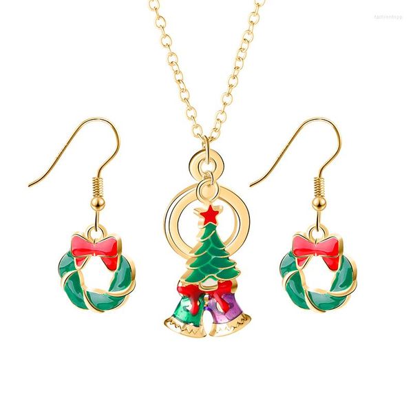 Pendentif Colliers Thème De Noël Collier Chaîne Dorée Arbre Étoiles Cloche Cadeau Aux Amis Et À La Famille