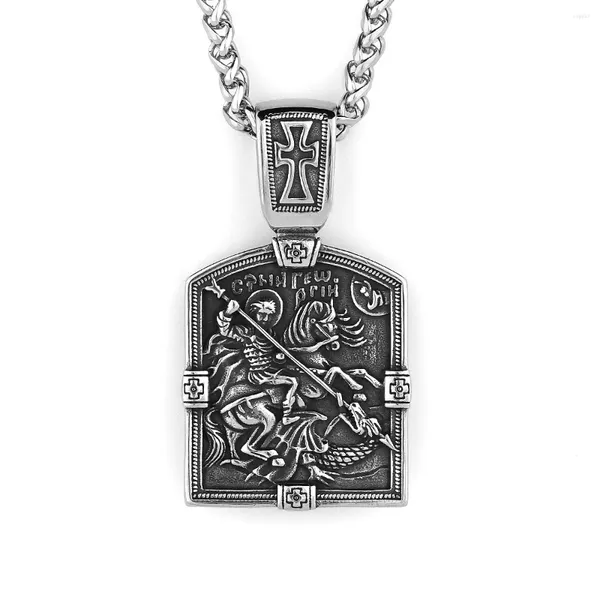 Collares colgantes CHUANGCHENG Moda personalizada Retro Temple Knight Cadenas de collar de acero inoxidable para hombres