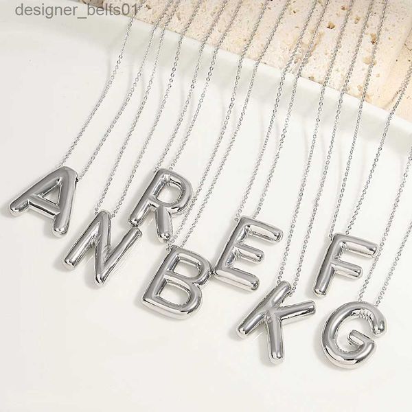 Pendentif colliers Chunky Alphabet ballon lettre pendentif collier A-Z nom argent couleur bulle collier pour famille femmes hommes mode bijoux cadeaux L231215