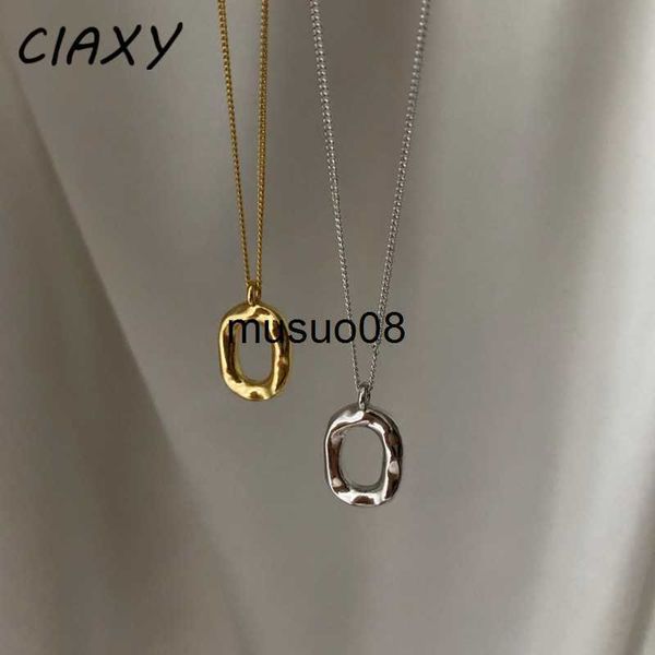 Pendentif Colliers CIAXY Argent Couleur Lettre Collier pour Femmes Simple Ovale Donut Clavicule Chaîne Personnalité Japonais et Coréen Bijoux J230601