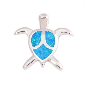 Pendentif Colliers CiNily Créé Bleu Opale De Feu Tortue Argent Plaqué Vente En Gros De Mode Pour Femmes Bijoux Cadeau 18mm OD7030