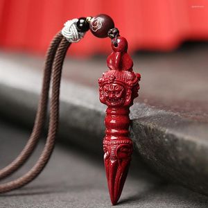 Pendentif Colliers Cinabre Demon Subduing Vajra Pilon Collier Animaux Mythiques Talisman Bijoux Homme Femme