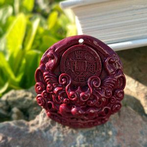 Pendentif Colliers Cinabar Cinq Empereurs Qian Pixiu Boucle de sécurité Collier pour hommes Bouddha Chakra Bijoux spirituels
