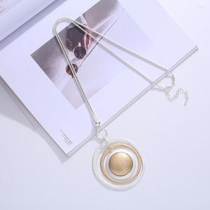 Hanger kettingen cirkel ketting voor vrouwen meerlagige ronde elegante lange kpop mode sieraden