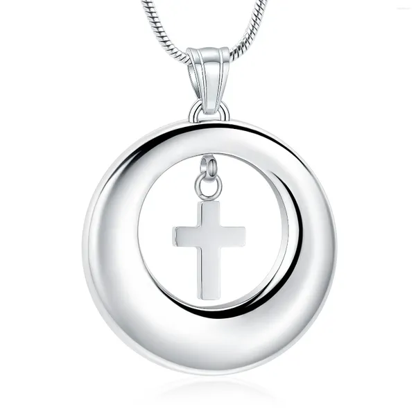 Pendentif Colliers Cercle avec croix Urnes de crémation Collier Priez pour les cendres humaines / animaux de compagnie Homme Bijoux en acier inoxydable Memorial Keepsake