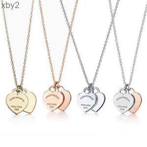 Hangertjes kettingen Klassieke 925 sterling zilveren ketting Dubbel hart Hanger ketting Man Dames Feest Bruiloft Sieraden Hoge kwaliteit Met doos Y220314