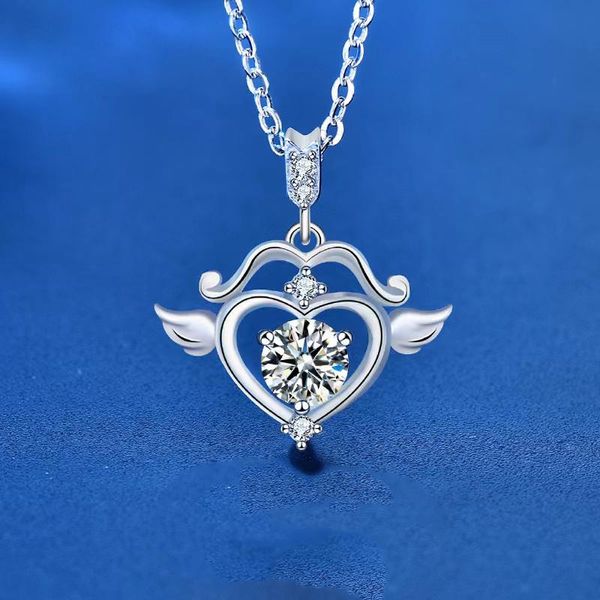 Collares colgantes Classic 925 STERLING Silver Cupid's Love Love Collar MOISSANITE