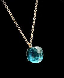 Pendentif Colliers Classique Candy Style Collier Femmes Cristal Naturel 28 Couleurs Plaqué Or Bijoux De Mode Cadeau