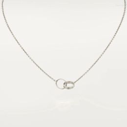 Colliers pendants Classic Design Double Loop Charms Love Collier For Women Girls 316L Titanium Steel Wedding Bijoux Colllares Collier