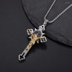 Pendentif Colliers Classique Mode En Acier Inoxydable Catholique Jésus Croix Collier Pour Hommes Femmes Religieux Amulette Bijoux Cadeau