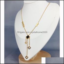 Hanger Kettingen Klassieke Klavertje Vier Schelp Ketting Rvs Luxe Designer Sieraden Vrouwen Drop Levering Hangers Otid6