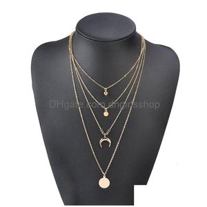 Colliers pendants Collier classique en forme de rond pour femmes filles Geometric Hollow Heart Jewelry Party Gifts Drop Livrot Dh1zq